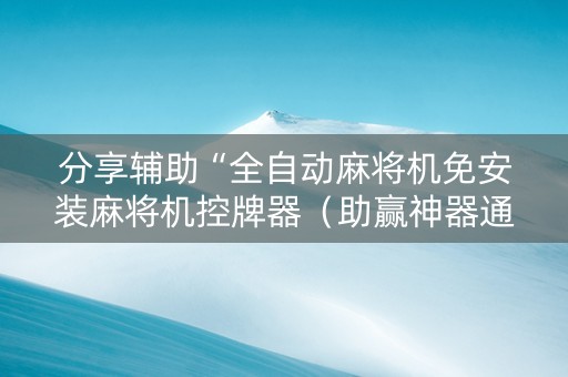 分享辅助“全自动麻将机免安装麻将机控牌器（助赢神器通用版）