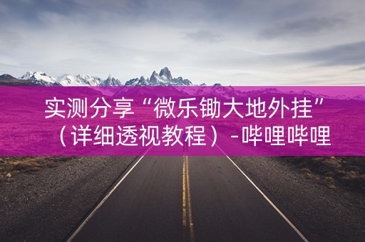 实测分享“微乐锄大地外挂”（详细透视教程）-哔哩哔哩