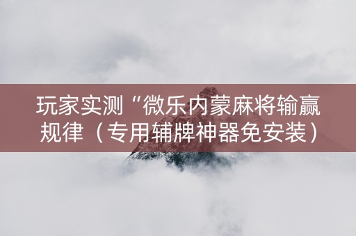 玩家实测“微乐内蒙麻将输赢规律（专用辅牌神器免安装）