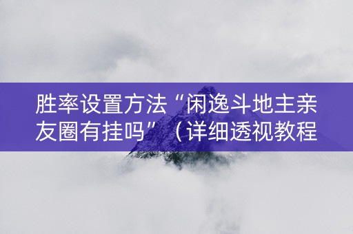 胜率设置方法“闲逸斗地主亲友圈有挂吗”（详细透视教程）-哔哩哔哩