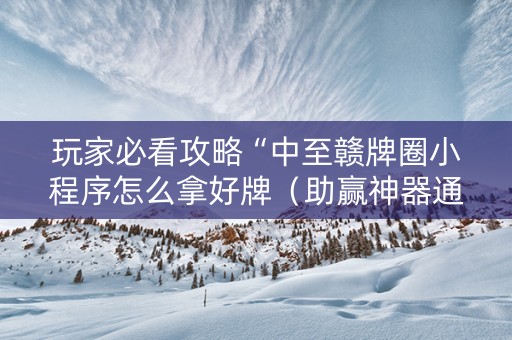 玩家必看攻略“中至赣牌圈小程序怎么拿好牌（助赢神器通用版）