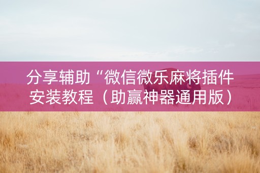 分享辅助“微信微乐麻将插件安装教程（助赢神器通用版）