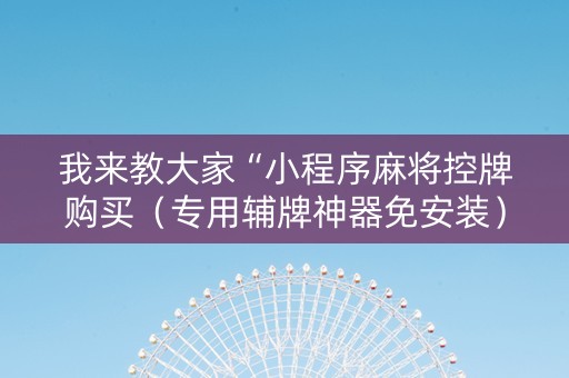 我来教大家“小程序麻将控牌购买（专用辅牌神器免安装）