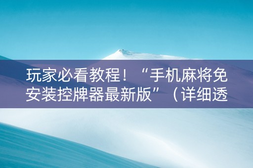 玩家必看教程！“手机麻将免安装控牌器最新版”（详细透视教程）-哔哩哔哩
