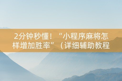 2分钟秒懂！“小程序麻将怎样增加胜率”（详细辅助教程）-哔哩哔哩