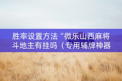胜率设置方法“微乐山西麻将斗地主有挂吗（专用辅牌神器免安装）