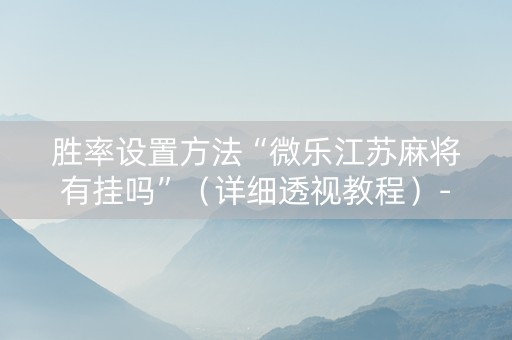 胜率设置方法“微乐江苏麻将有挂吗”（详细透视教程）-哔哩哔哩
