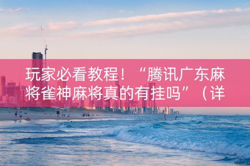 玩家必看教程！“腾讯广东麻将雀神麻将真的有挂吗”（详细透视教程）-哔哩哔哩
