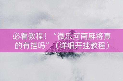 必看教程！“微乐河南麻将真的有挂吗”（详细开挂教程）-哔哩哔哩