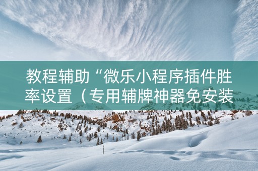 教程辅助“微乐小程序插件胜率设置（专用辅牌神器免安装）