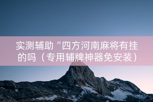实测辅助“四方河南麻将有挂的吗（专用辅牌神器免安装）