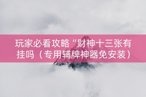 玩家必看攻略“财神十三张有挂吗（专用辅牌神器免安装）