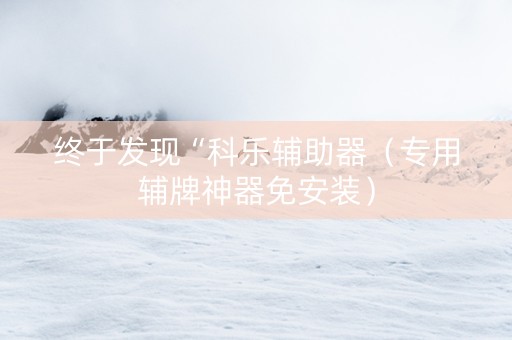 终于发现“科乐辅助器（专用辅牌神器免安装）