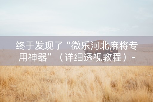 终于发现了“微乐河北麻将专用神器”（详细透视教程）-哔哩哔哩