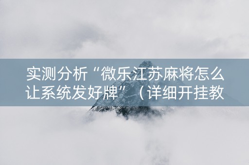 实测分析“微乐江苏麻将怎么让系统发好牌”（详细开挂教程）-哔哩哔哩