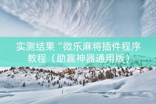 实测结果“微乐麻将插件程序教程（助赢神器通用版）