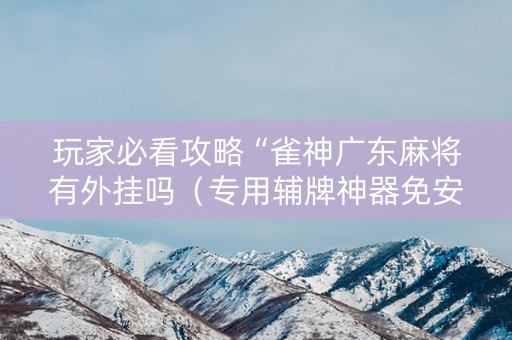 玩家必看攻略“雀神广东麻将有外挂吗（专用辅牌神器免安装）