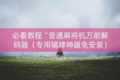 必看教程“普通麻将机万能解码器（专用辅牌神器免安装）