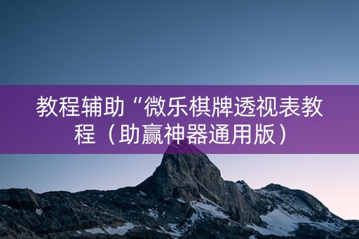 教程辅助“微乐棋牌透视表教程（助赢神器通用版）