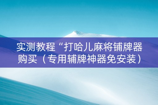 实测教程“打哈儿麻将铺牌器购买（专用辅牌神器免安装）
