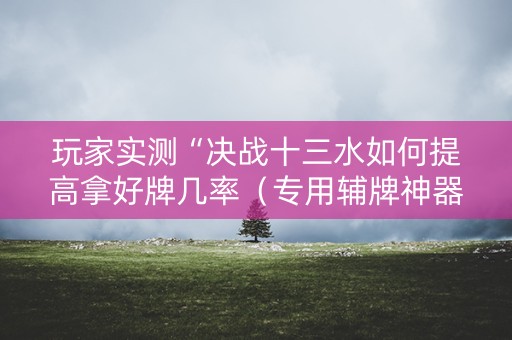玩家实测“决战十三水如何提高拿好牌几率（专用辅牌神器免安装）