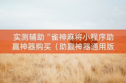实测辅助“雀神麻将小程序助赢神器购买（助赢神器通用版）