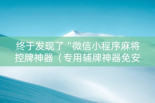 终于发现了“微信小程序麻将控牌神器（专用辅牌神器免安装）