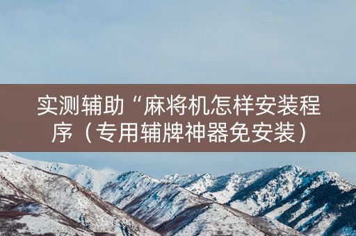 实测辅助“麻将机怎样安装程序（专用辅牌神器免安装）