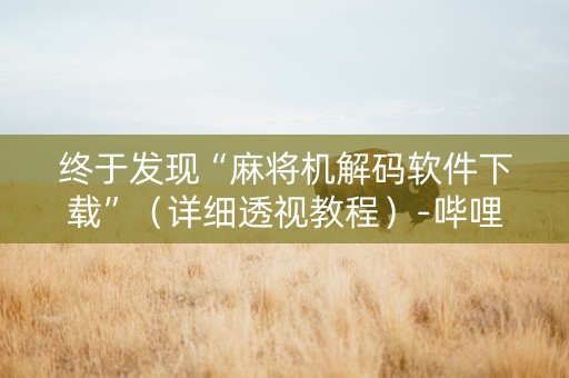 终于发现“麻将机解码软件下载”（详细透视教程）-哔哩哔哩