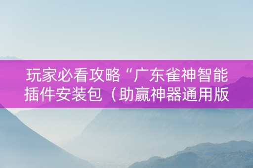 玩家必看攻略“广东雀神智能插件安装包（助赢神器通用版）