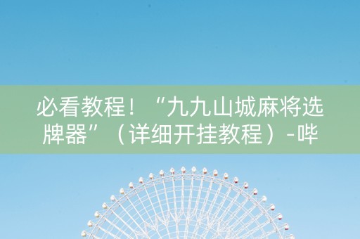 必看教程！“九九山城麻将选牌器”（详细开挂教程）-哔哩哔哩