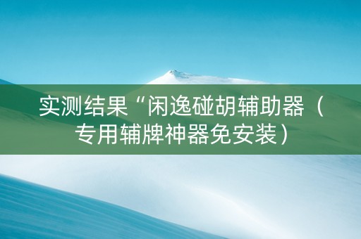 实测结果“闲逸碰胡辅助器（专用辅牌神器免安装）