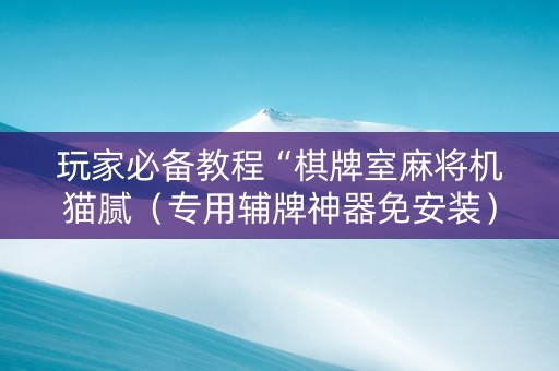 玩家必备教程“棋牌室麻将机猫腻（专用辅牌神器免安装）