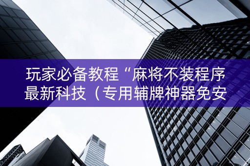 玩家必备教程“麻将不装程序最新科技（专用辅牌神器免安装）