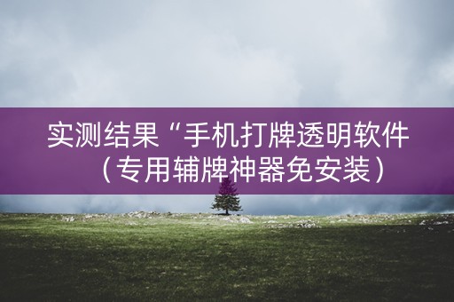 实测结果“手机打牌透明软件（专用辅牌神器免安装）