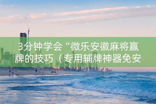 3分钟学会“微乐安徽麻将赢牌的技巧（专用辅牌神器免安装）
