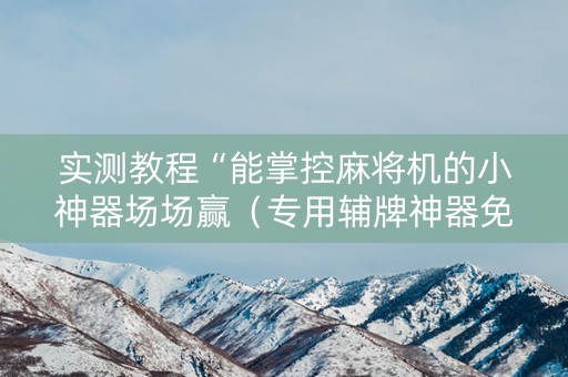 实测教程“能掌控麻将机的小神器场场赢（专用辅牌神器免安装）