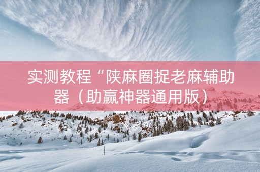 实测教程“陕麻圈捉老麻辅助器（助赢神器通用版）
