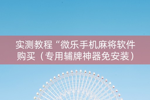 实测教程“微乐手机麻将软件购买（专用辅牌神器免安装）