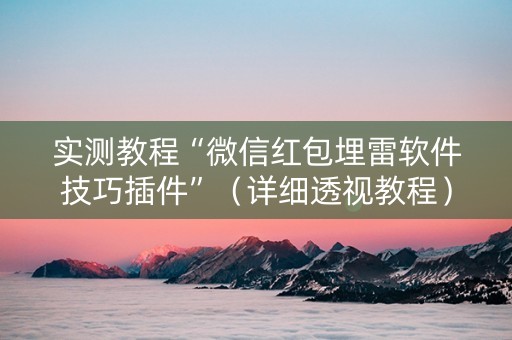 实测教程“微信红包埋雷软件技巧插件”（详细透视教程）-哔哩哔哩