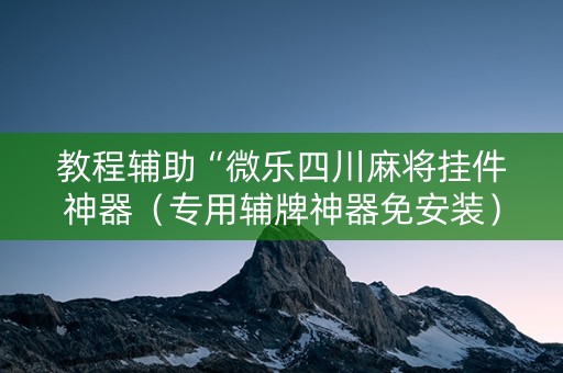 教程辅助“微乐四川麻将挂件神器（专用辅牌神器免安装）