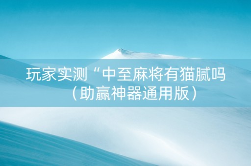 玩家实测“中至麻将有猫腻吗（助赢神器通用版）