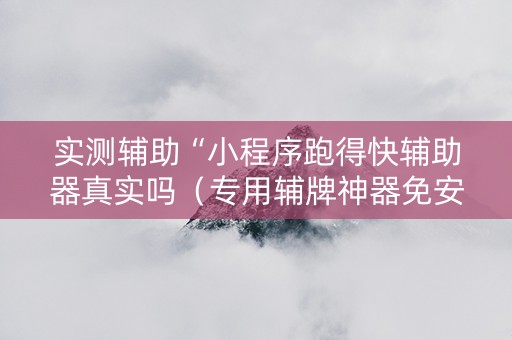 实测辅助“小程序跑得快辅助器真实吗（专用辅牌神器免安装）