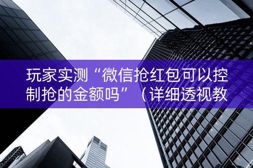 玩家实测“微信抢红包可以控制抢的金额吗”（详细透视教程）-哔哩哔哩