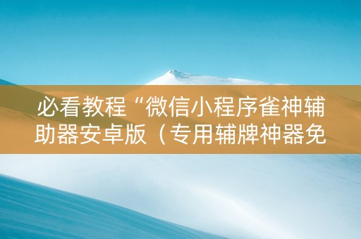 必看教程“微信小程序雀神辅助器安卓版（专用辅牌神器免安装）