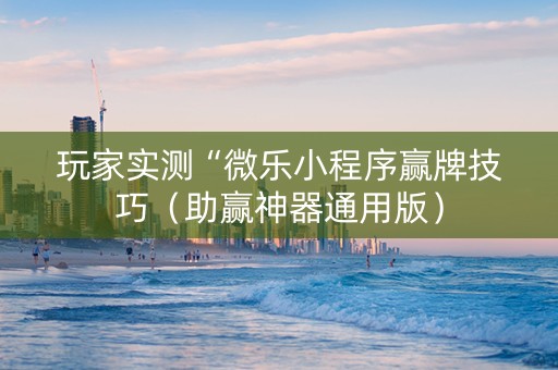 玩家实测“微乐小程序赢牌技巧（助赢神器通用版）
