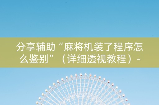 分享辅助“麻将机装了程序怎么鉴别”（详细透视教程）-哔哩哔哩