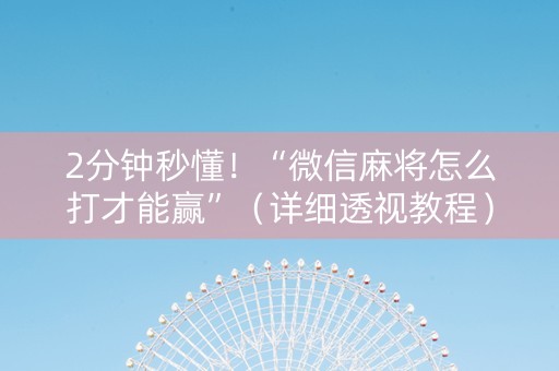 2分钟秒懂！“微信麻将怎么打才能赢”（详细透视教程）-哔哩哔哩