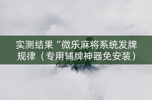 实测结果“微乐麻将系统发牌规律（专用辅牌神器免安装）