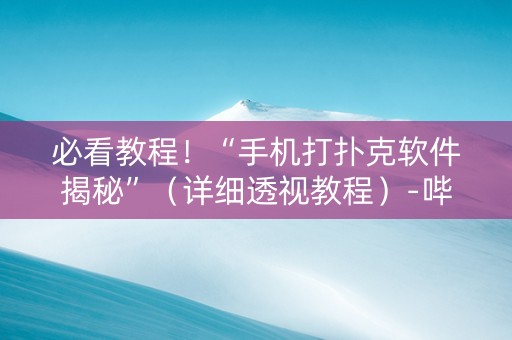 必看教程！“手机打扑克软件揭秘”（详细透视教程）-哔哩哔哩
